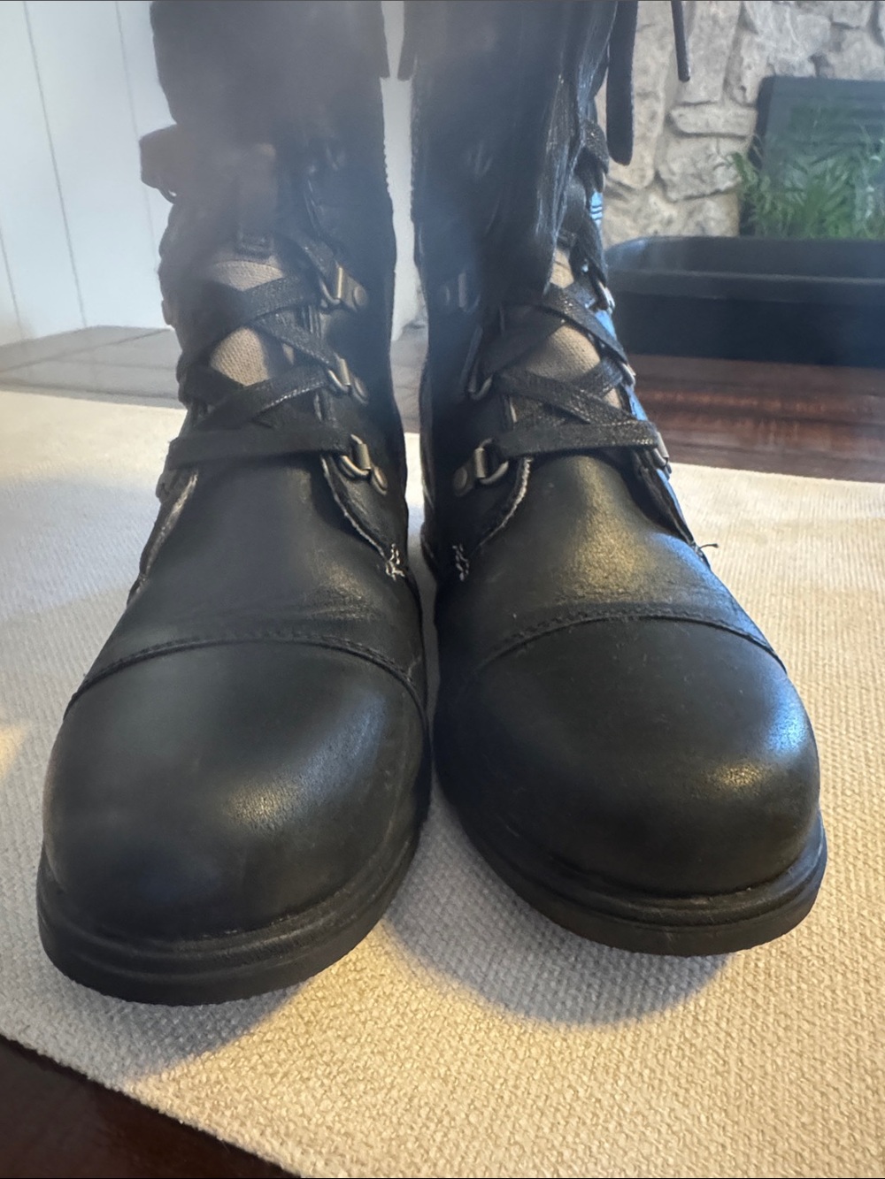 Sorel Black and Gray Lace-Up Combat Boots - Picture 2 of 5